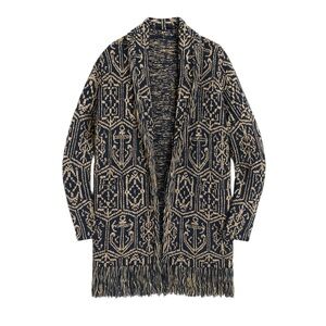 Lauren Ralph Lauren LRL Aztec Jacquard Fringe Cardigan Sweater‎ Size PXL